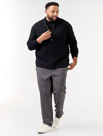 Cardigan liso com gola de camisa