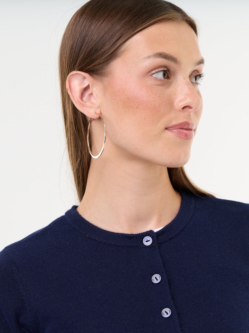 Cardigan liso com gola de pelo sintético Azul - Kiabi