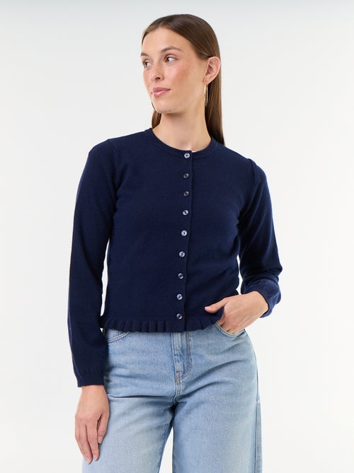 Cardigan liso com gola de pelo sintético - Kiabi