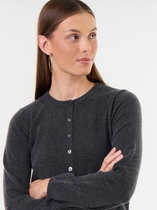 Cardigan liso com gola de pelo sintético - Kiabi