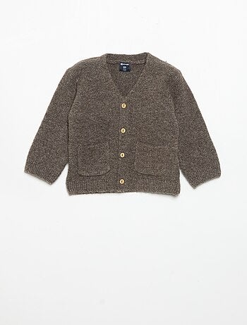 Cardigan liso com gola em V
