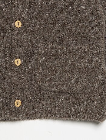 Cardigan liso com gola em V