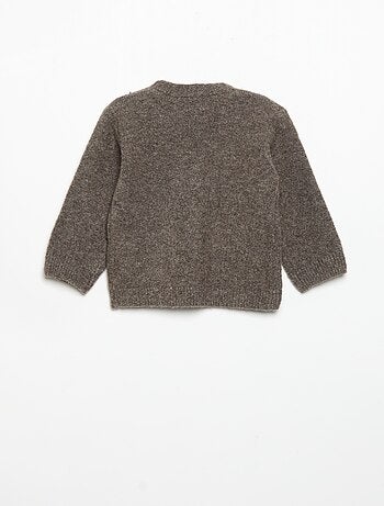 Cardigan liso com gola em V
