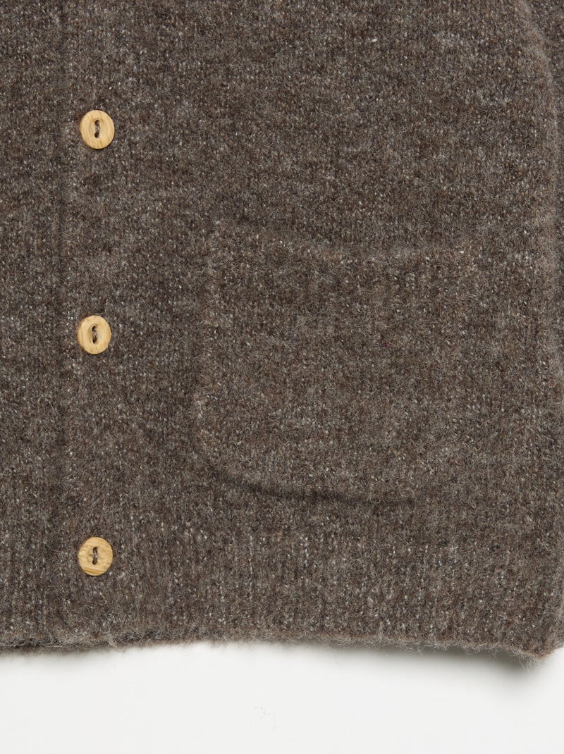 Cardigan liso com gola em V Toupeira - Kiabi