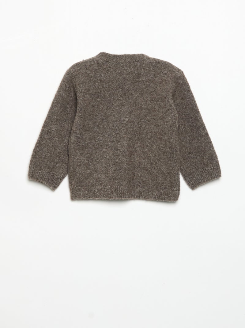 Cardigan liso com gola em V Toupeira - Kiabi