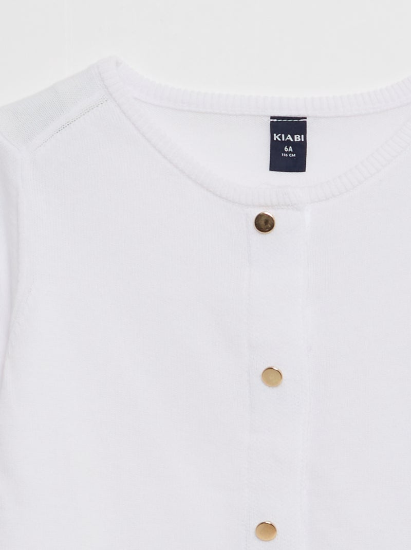 Cardigan liso com molas magnéticas - coleção fácil de vestir Branco - Kiabi