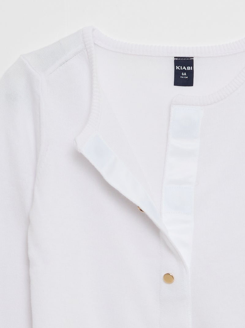Cardigan liso com molas magnéticas - coleção fácil de vestir Branco - Kiabi