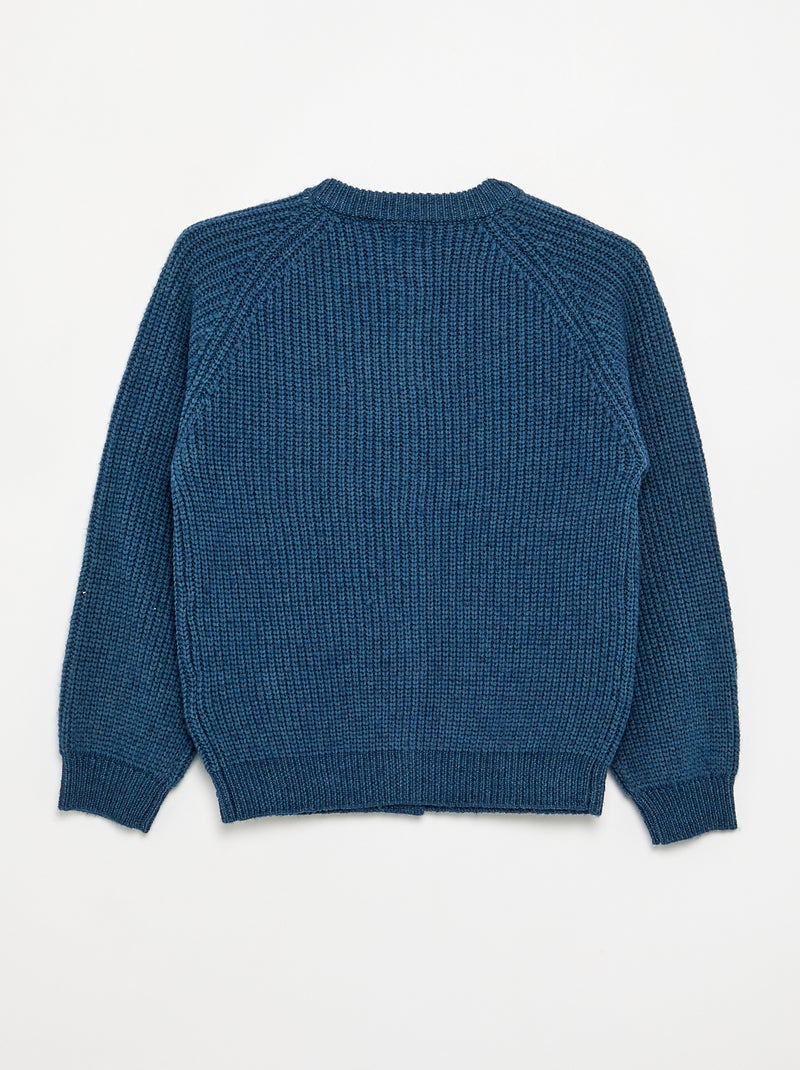 Cardigan liso de manga comprida Azul - Kiabi