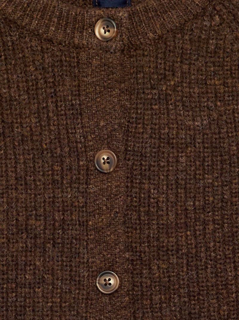 Cardigan liso de manga comprida Castanho - Kiabi