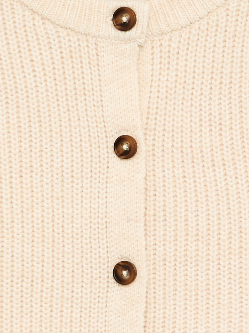 Cardigan liso de manga comprida Cru - Kiabi