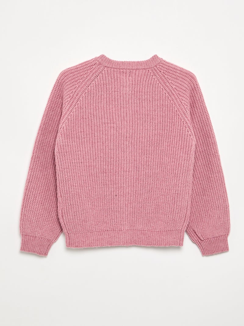Cardigan liso de manga comprida Rosa - Kiabi