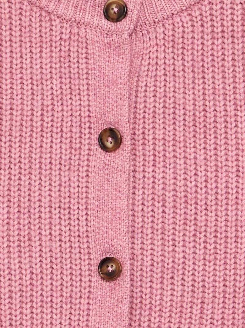 Cardigan liso de manga comprida Rosa - Kiabi