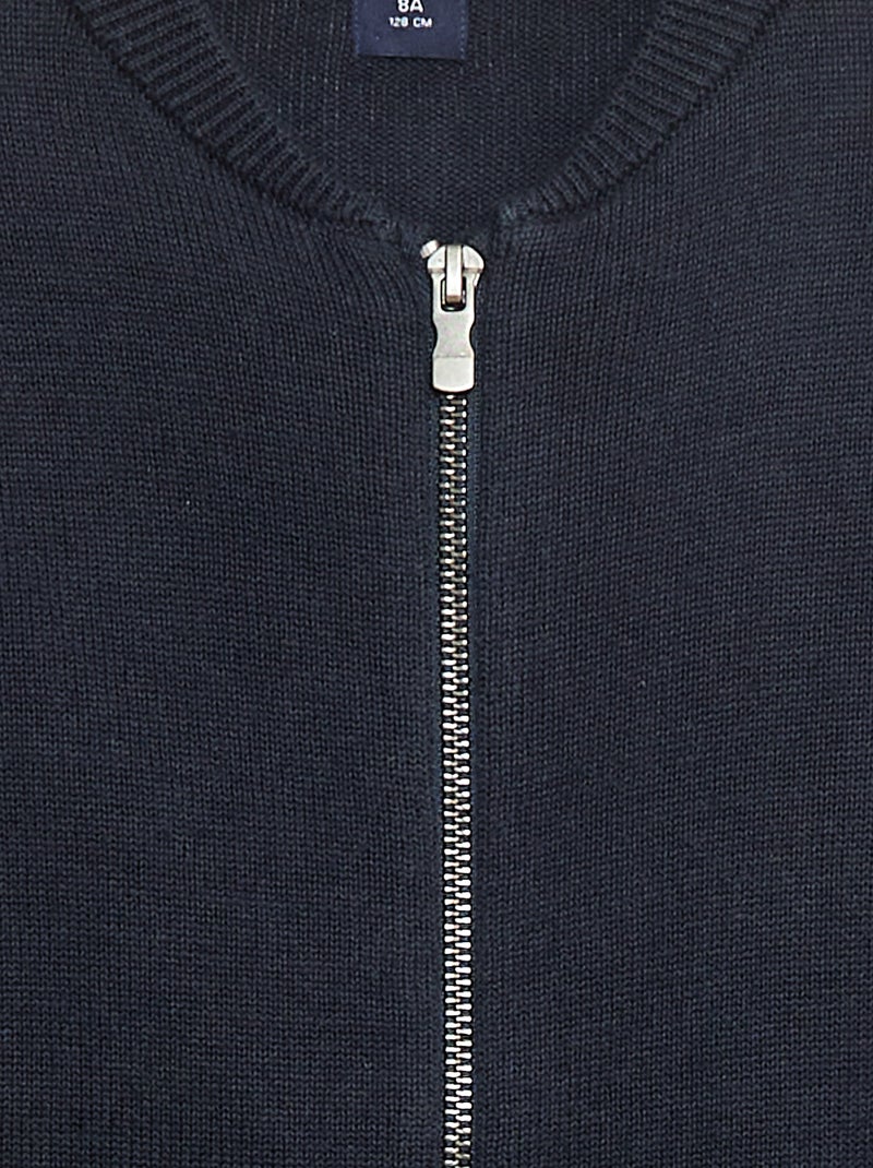 Cardigan liso em algodão Azul - Kiabi