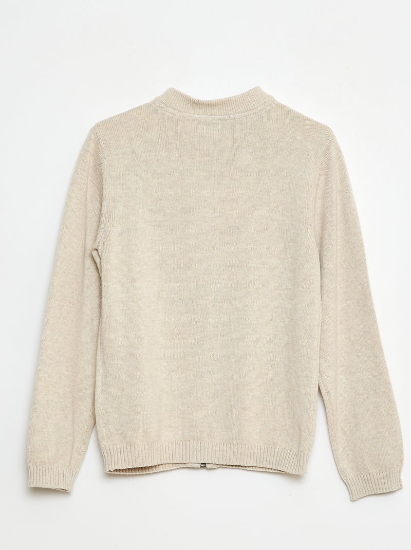 Cardigan liso em algodão Bege - Kiabi