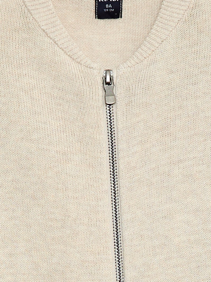 Cardigan liso em algodão Bege - Kiabi