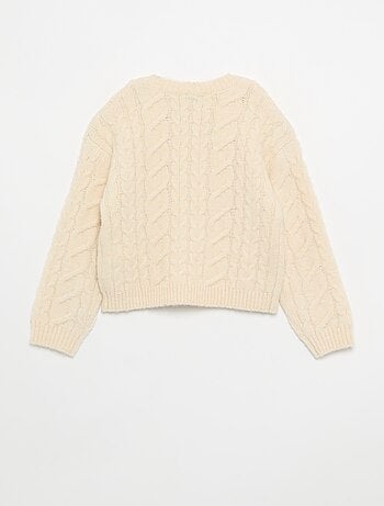 Cardigan liso em malha fantasia