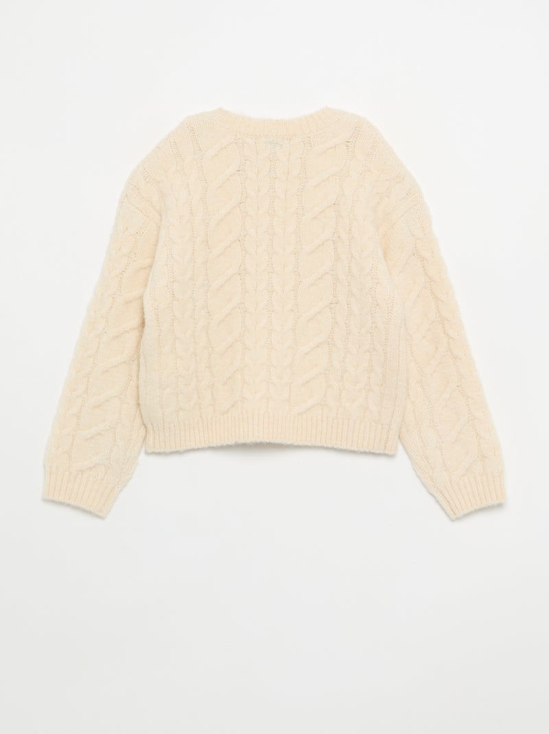Cardigan liso em malha fantasia Bege - Kiabi