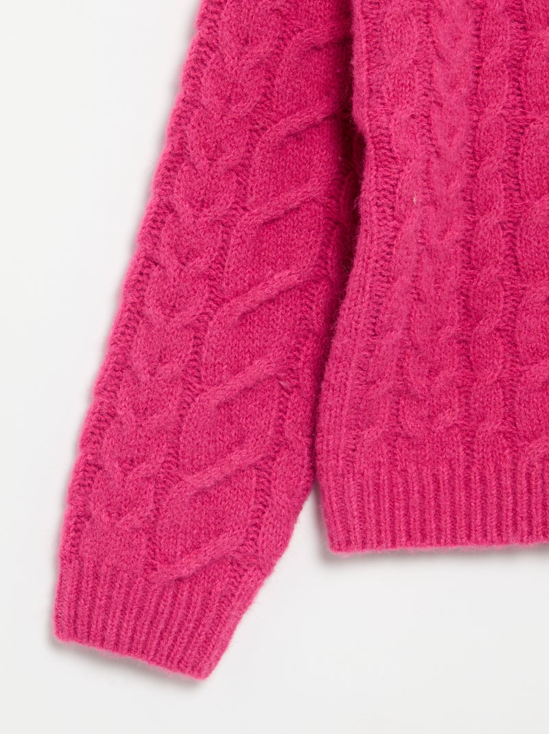 Cardigan liso em malha fantasia Rosa - Kiabi