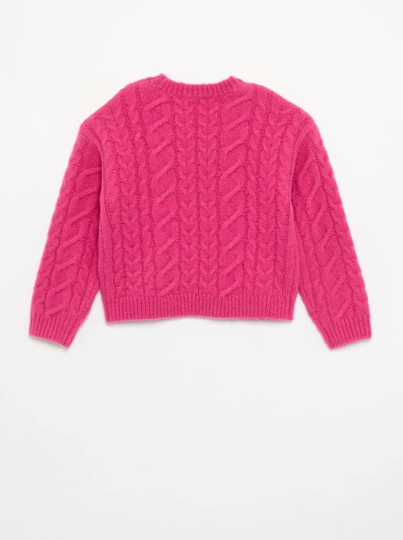Cardigan liso em malha fantasia Rosa - Kiabi