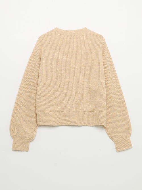 Cardigan liso em malha grossa fácil de vestir - Kiabi