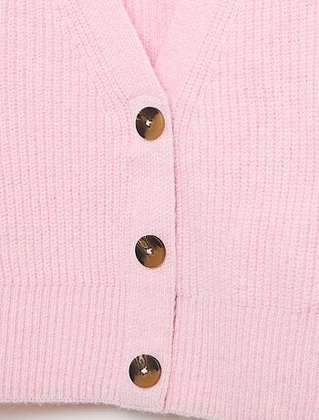 Cardigan liso em malha grossa fácil de vestir