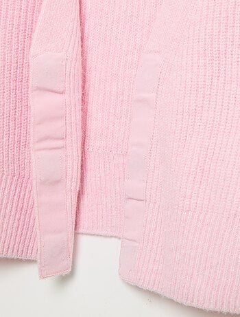 Cardigan liso em malha grossa fácil de vestir