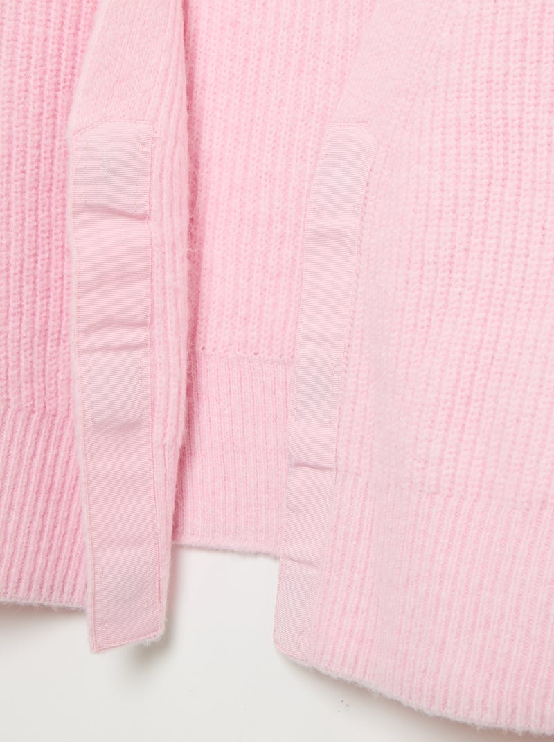 Cardigan liso em malha grossa fácil de vestir Rosa - Kiabi