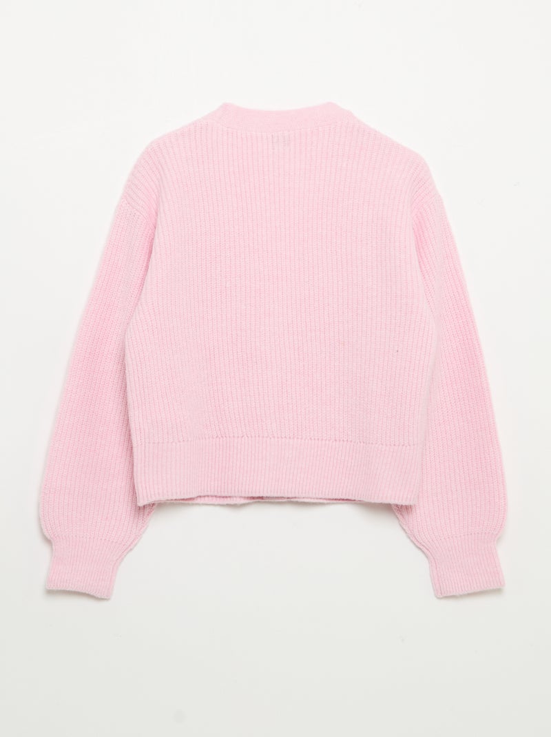 Cardigan liso em malha grossa fácil de vestir Rosa - Kiabi