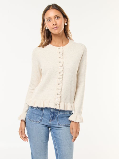 Cardigan mesclado com detalhes ondulados - Kiabi