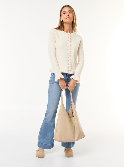 Cardigan mesclado com detalhes ondulados - Kiabi