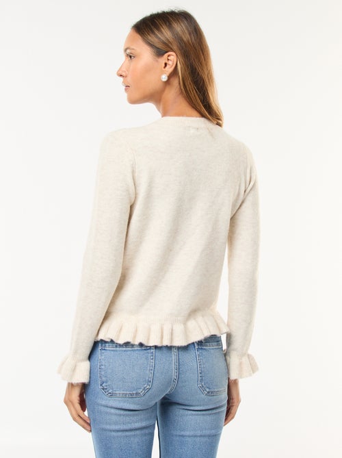 Cardigan mesclado com detalhes ondulados - Kiabi