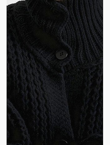 Cardigan oversized canelado com gola alta giesto