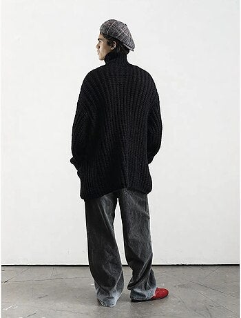 Cardigan oversized canelado com gola alta giesto