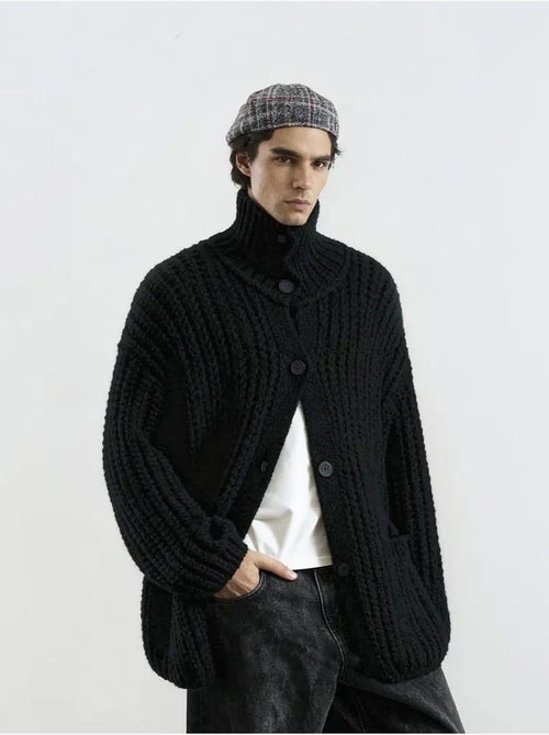 Cardigan oversized canelado com gola alta giesto - Kiabi Cardigan oversized canelado com gola alta giesto - Kiabi