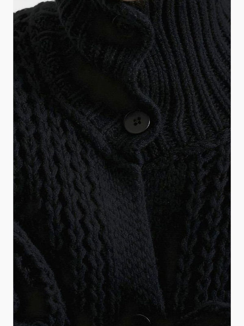 Cardigan oversized canelado com gola alta giesto Preto - Kiabi