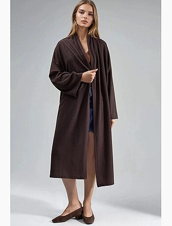 Cardigan pull-on de corte comprido busem
