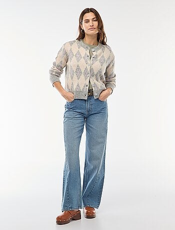 Cardigan quente estampado