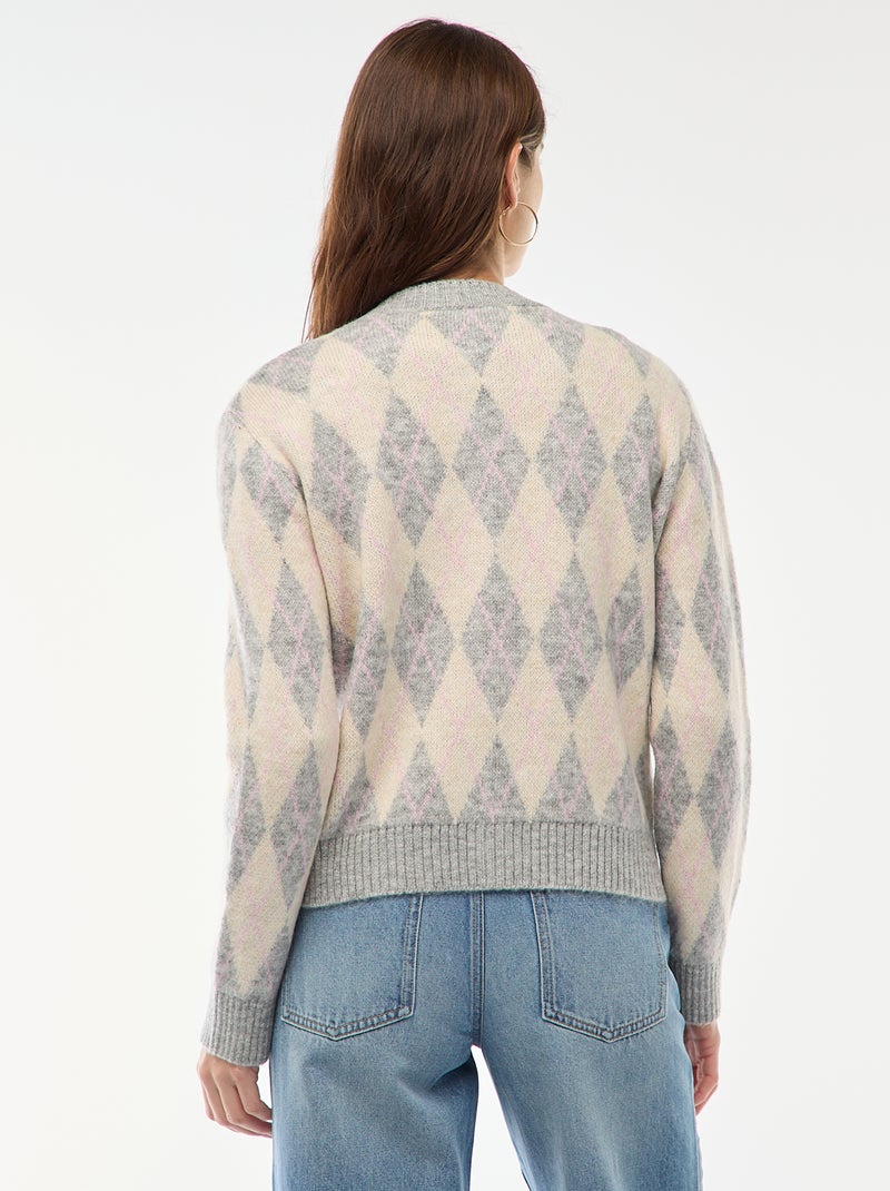 Cardigan quente estampado Branco - Kiabi