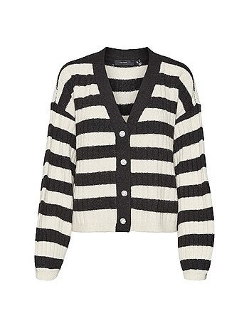 Cardigan vero moda melya para mulher - preto/branco