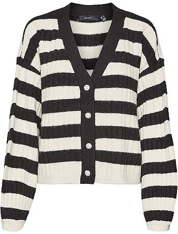 Cardigan vero moda melya para mulher - preto/branco