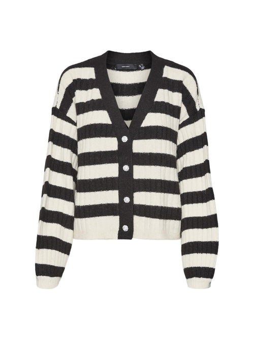 Cardigan Vero Moda Melya para Mulher - Preto/Branco - Kiabi