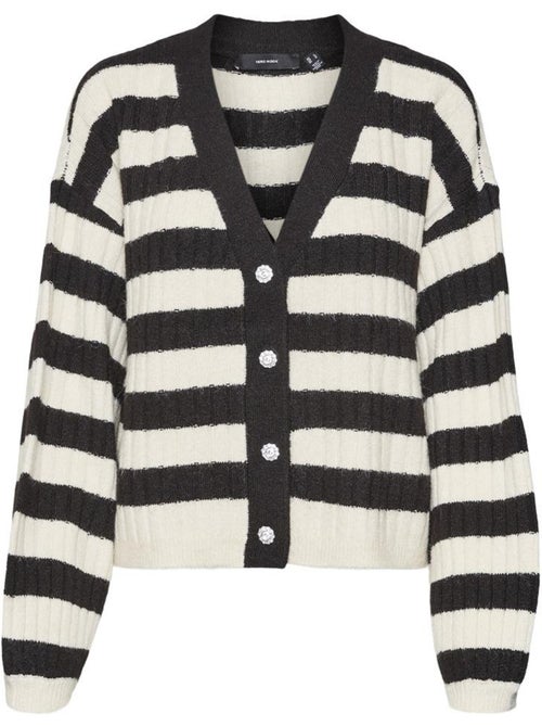 Cardigan Vero Moda Melya para Mulher - Preto/Branco - Kiabi