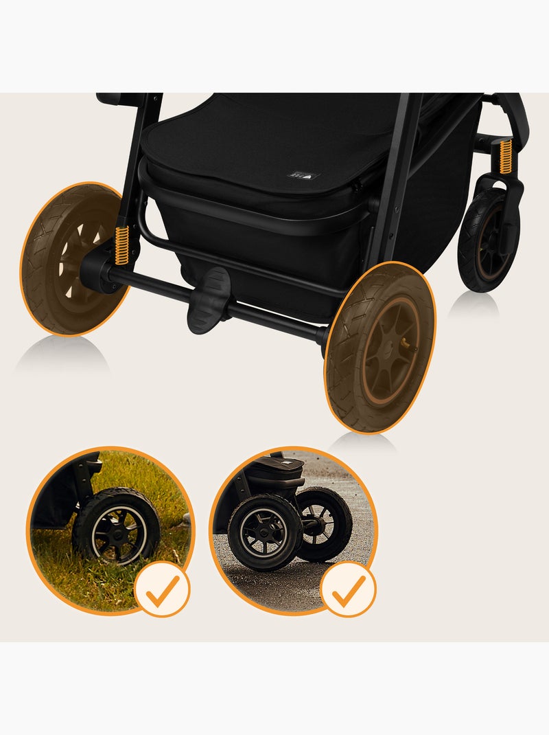 Carrinho 2 em 1 LIONELO Amber Plus - Com alcofa, mala e acessórios Bege - Kiabi