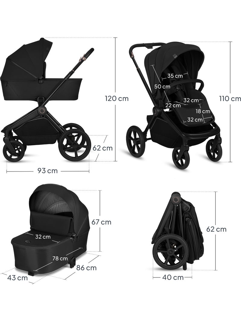 Carrinho 2 em 1 LIONELO Freya - Carrinho - Alcofa - Acessórios - Alcofa dobrável com a estrutura Preto - Kiabi