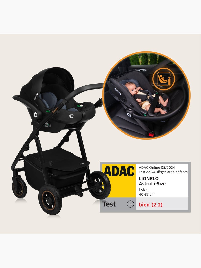 Carrinho 3 em 1 LIONELO Amber Plus - Com alcofa, cadeira auto, mala e acessórios Verde - Kiabi