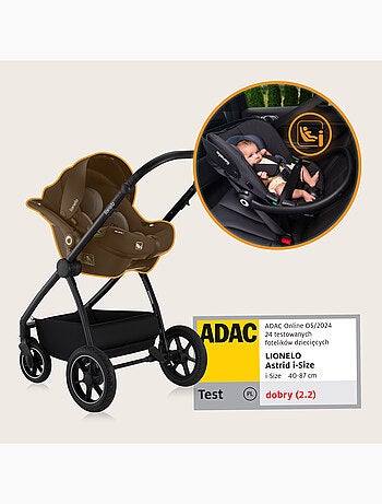 Carrinho 3 em 1 LIONELO Meril - Com alcofa, cadeira auto, mala e acessórios