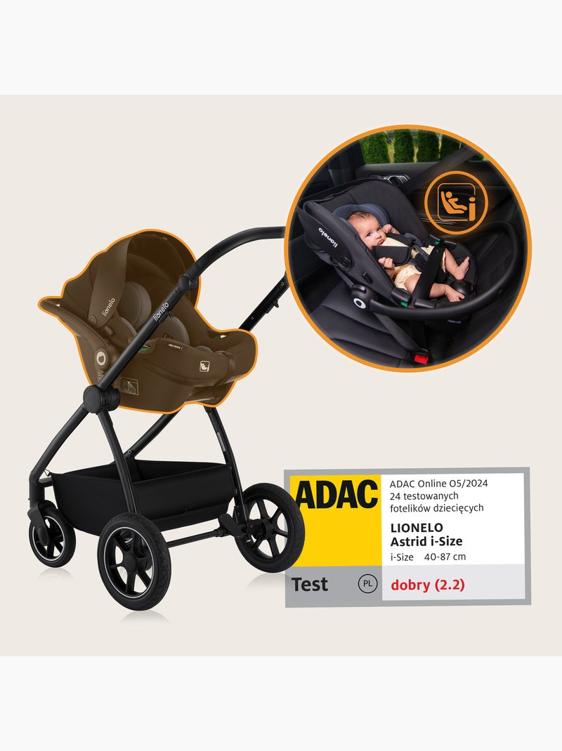 Carrinho 3 em 1 LIONELO Meril - Com alcofa, cadeira auto, mala e acessórios Preto - Kiabi