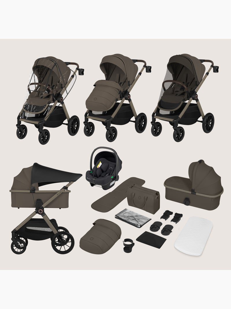 Carrinho 3em1 LIONELO Layla - Trio com Alcofa, Ovetto e Acessórios - Até 22 kg Castanho-chocolate - Kiabi