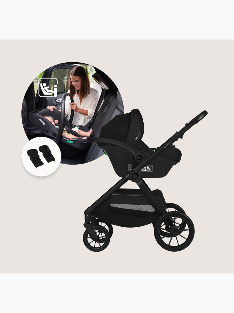 Carrinho 3em1 LIONELO Layla - Trio com Alcofa, Ovetto e Acessórios - Até 22 kg Preto - Kiabi