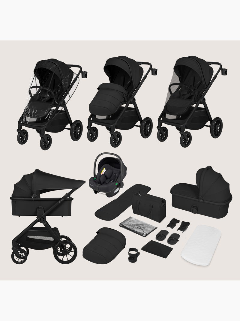 Carrinho 3em1 LIONELO Layla - Trio com Alcofa, Ovetto e Acessórios - Até 22 kg Preto - Kiabi